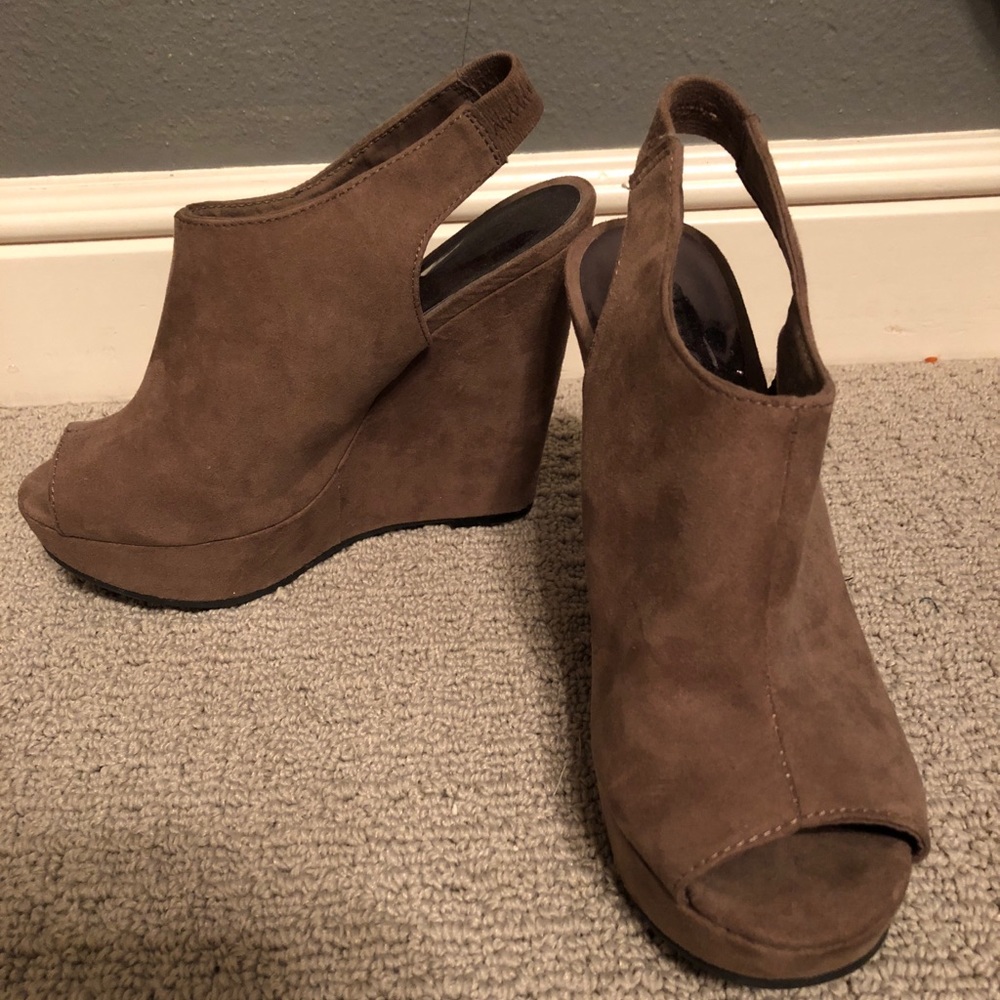 Grey suede wedges